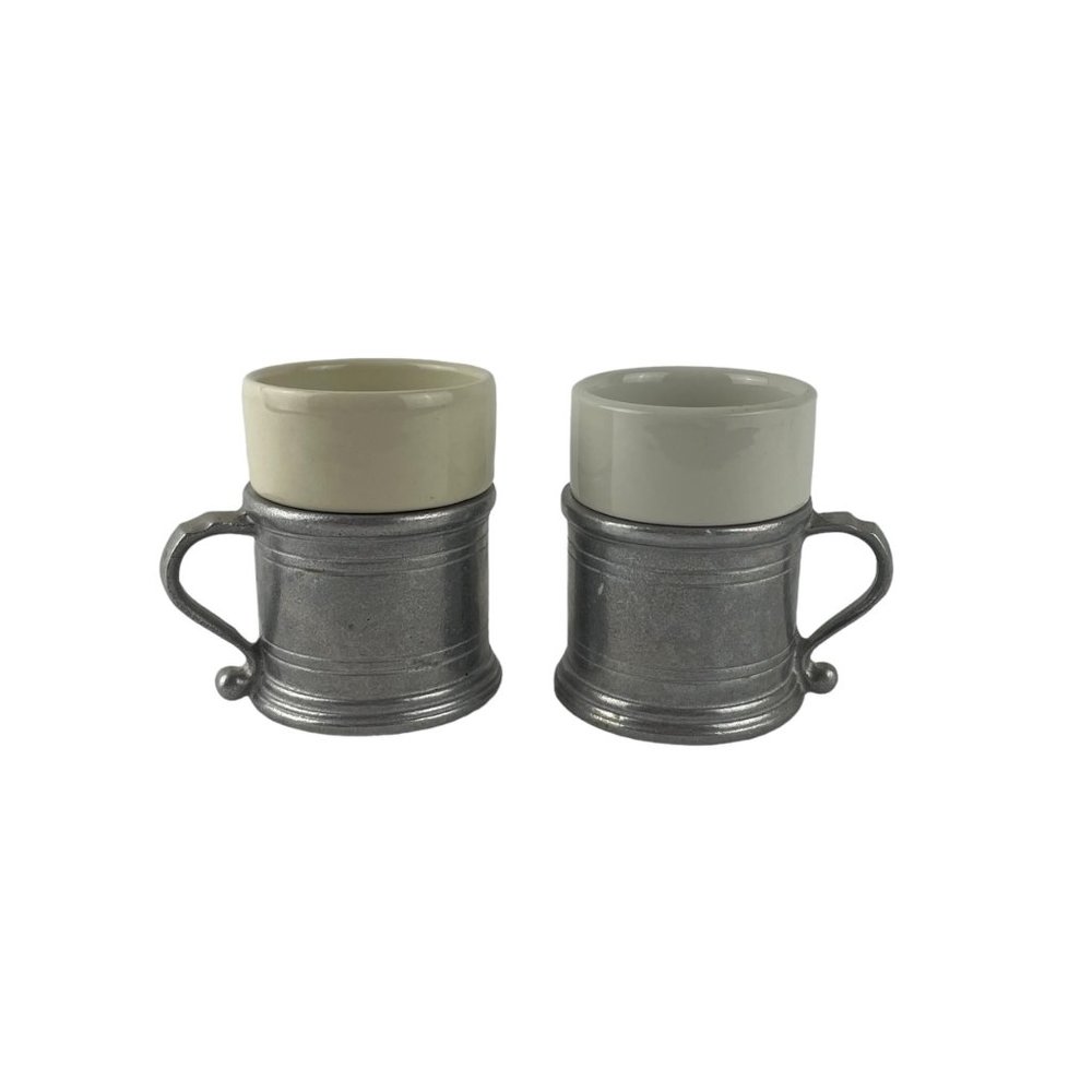 Wilton‎ Armetale Pewter Mug Ceramic Insert RPW Vintage 1970s Lot of 2 USA